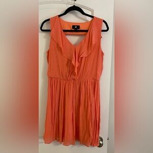 Iz Byer Vibrant Coral Ruffle Mini Dress